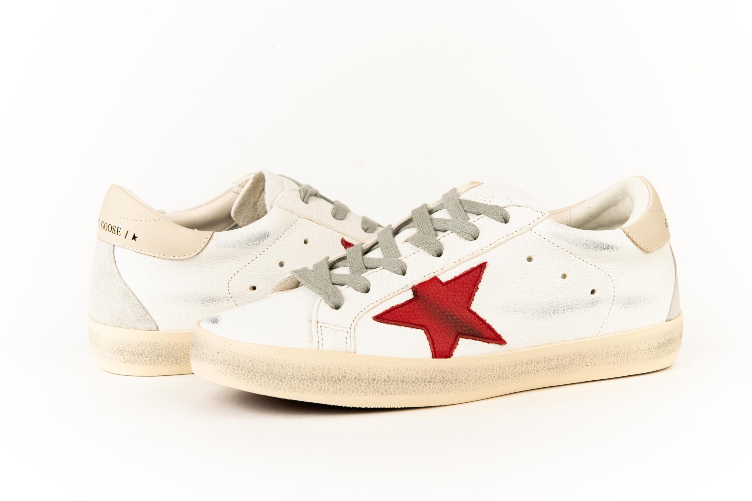 Golden Goose White Sneakers Red Star