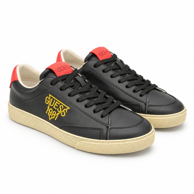 Guess Low Top Men’s Sneakers Black Red leather