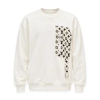 Luois Vuitton თეთრი ზედა თეთრი ზედა შავი პრინტით