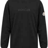 შავი Moncler გრძელმკლავიანი ზედა შავი Moncler გრძელმკლავიანი ზედა