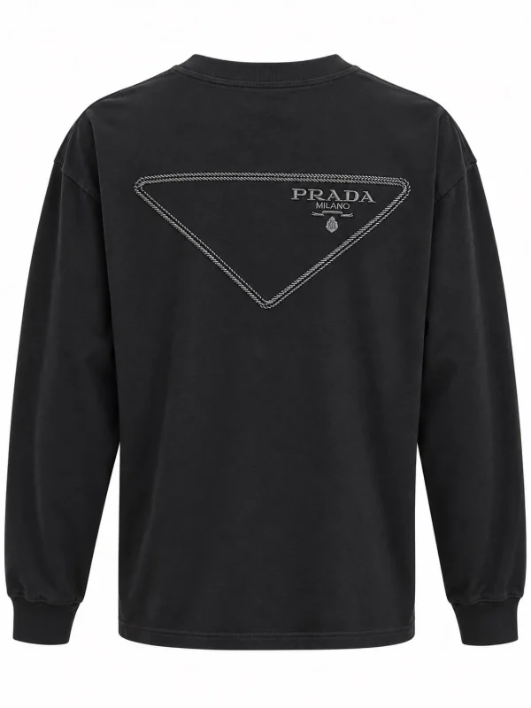 Prada შავი გრძელმკლავიანი ზედა Prada შავი გრძელმკლავიანი ზედა