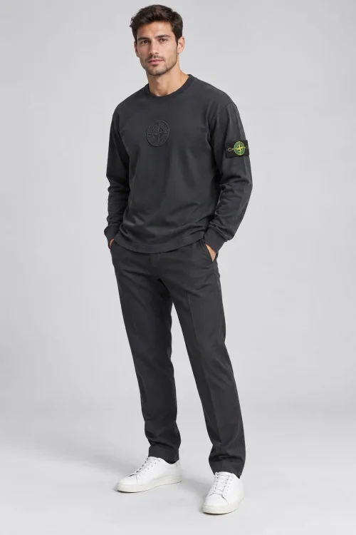 Stone Island შავი ზედა გრძელმკლავიანი Stone Island შავი ზედა გრძელმკლავიანი