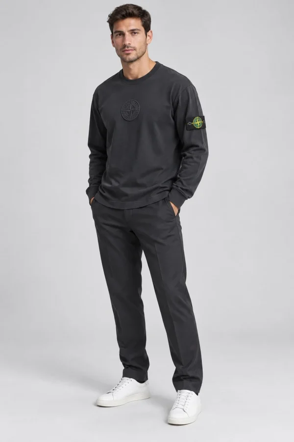 Stone Island შავი ზედა გრძელმკლავიანი Stone Island შავი ზედა გრძელმკლავიანი
