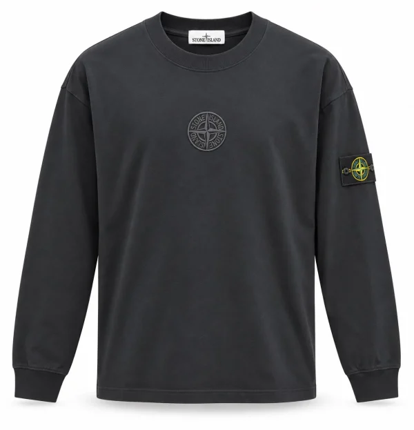 Stone Island შავი ზედა გრძელმკლავიანი Stone Island შავი ზედა გრძელმკლავიანი